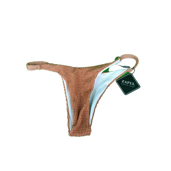 ZAFUL 2pc crinkle brown Bikini Size 8 / L - Picture 4 of 4